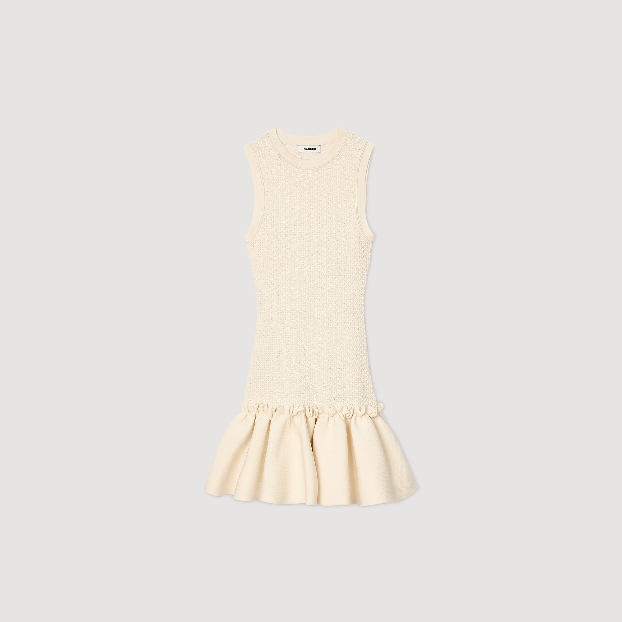 Short knit dress with ruffle