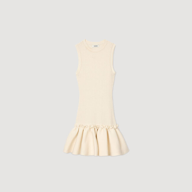 Short knit dress with ruffle