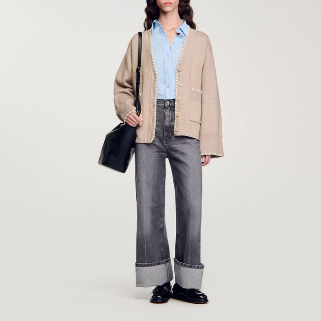 Cardigan with contrast trim