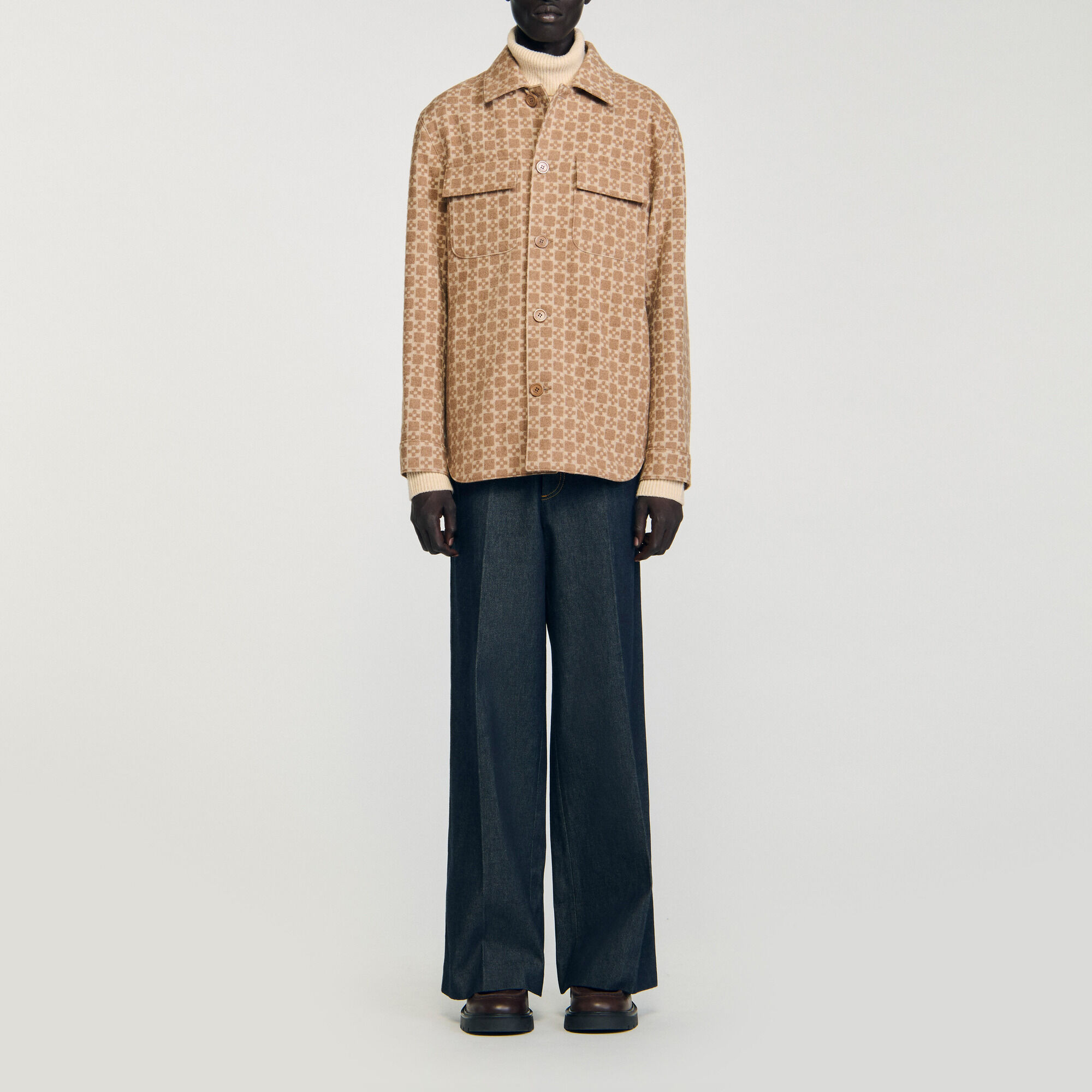 Jacquard wool overshirt - Men | Sandro