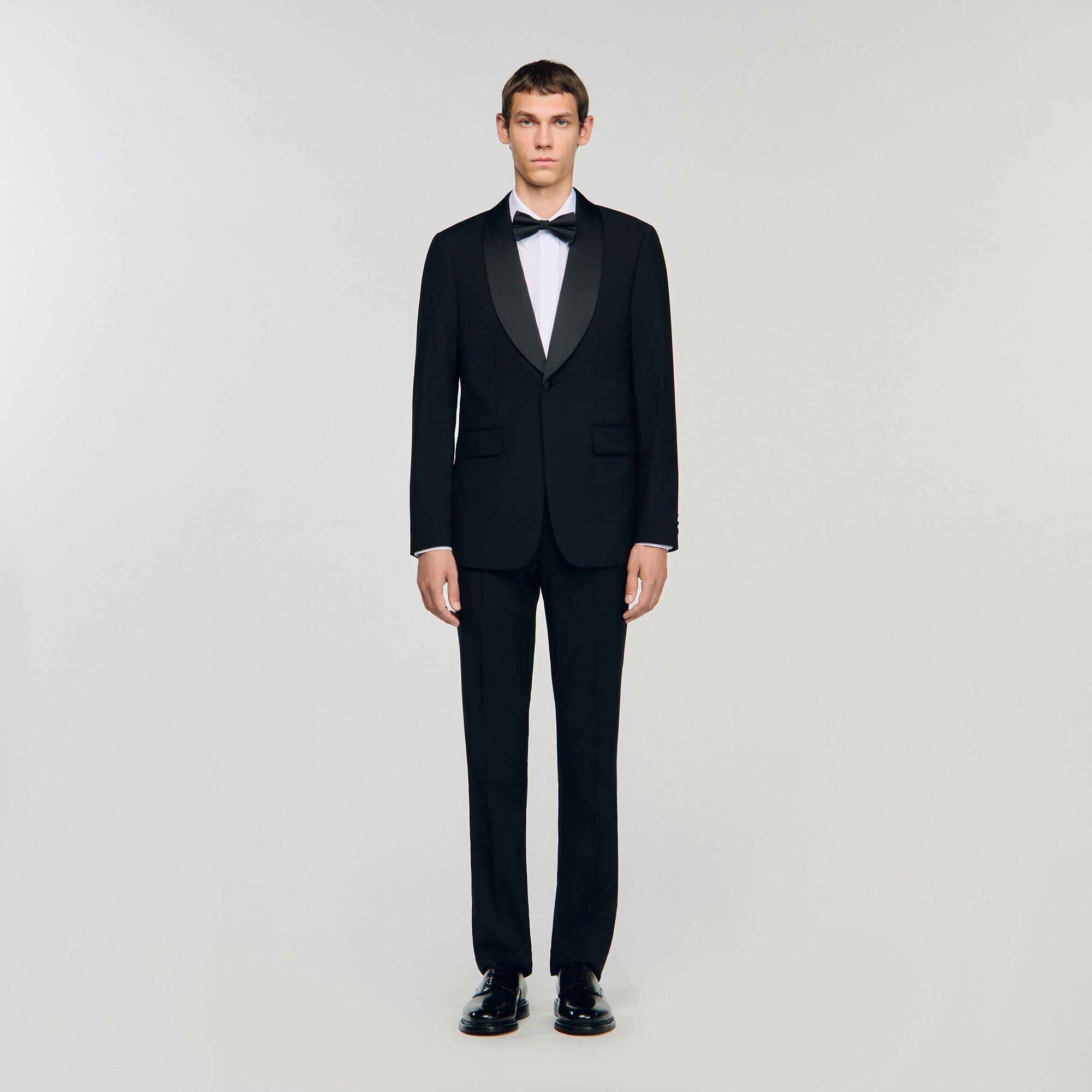Wool jacket with shawl collar