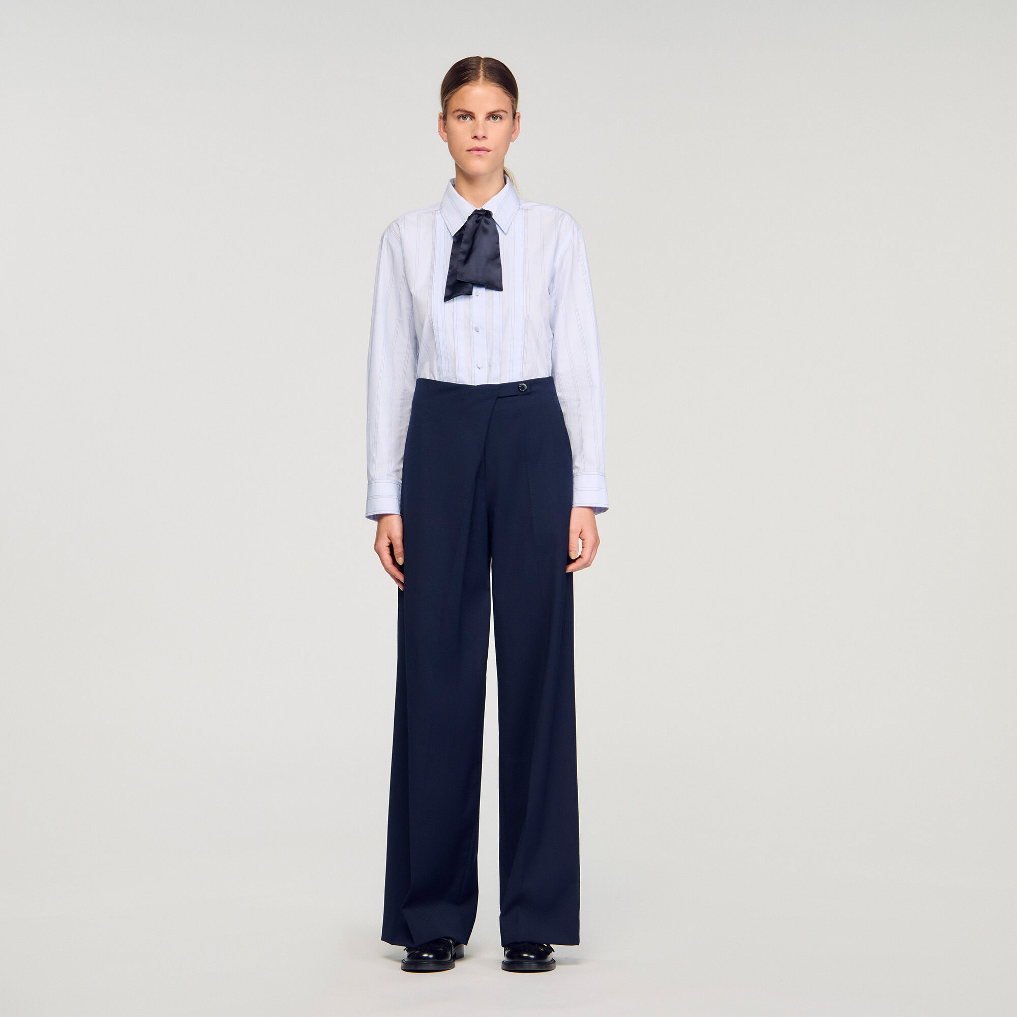 Asymmetric straight-leg trousers