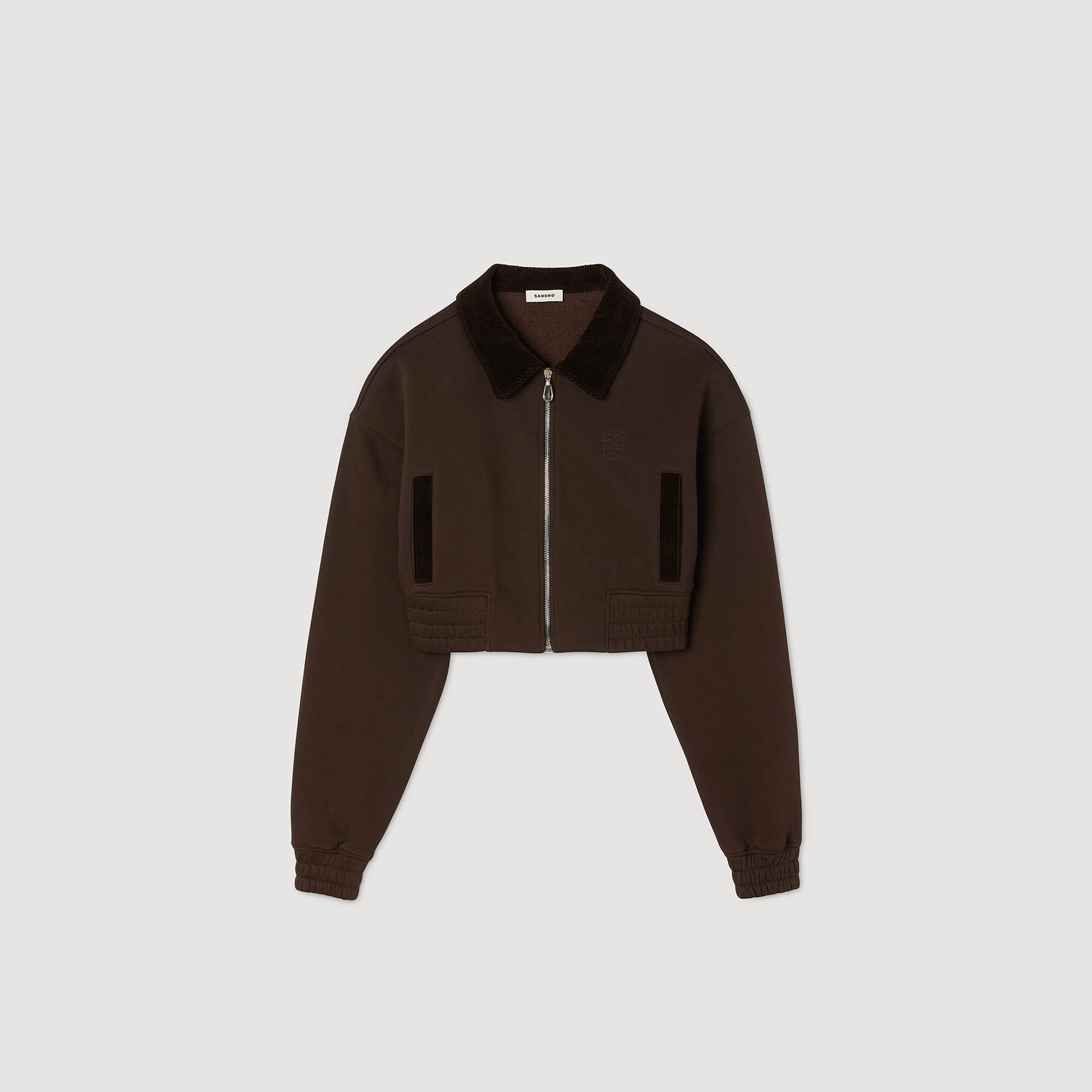 Cropped dual-fabric sweatshirt