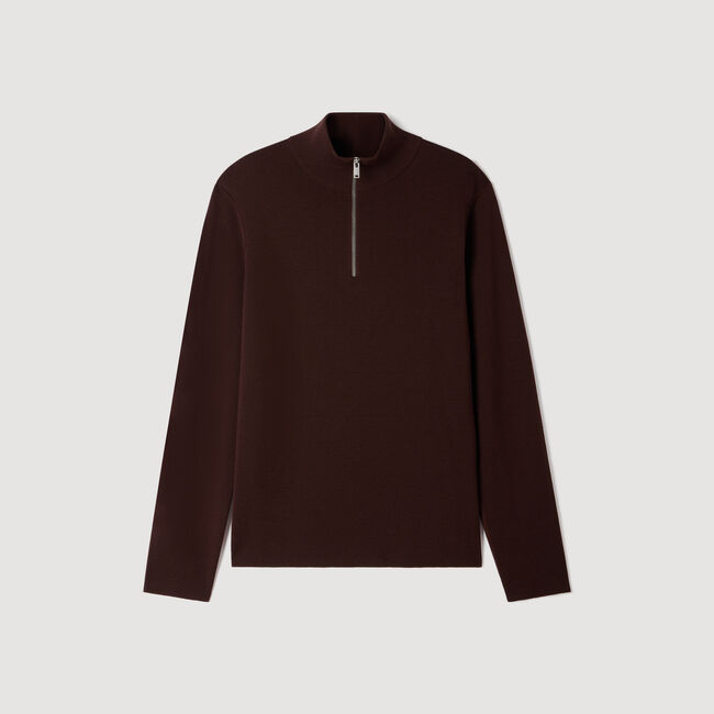 Wool jumper with zip collar