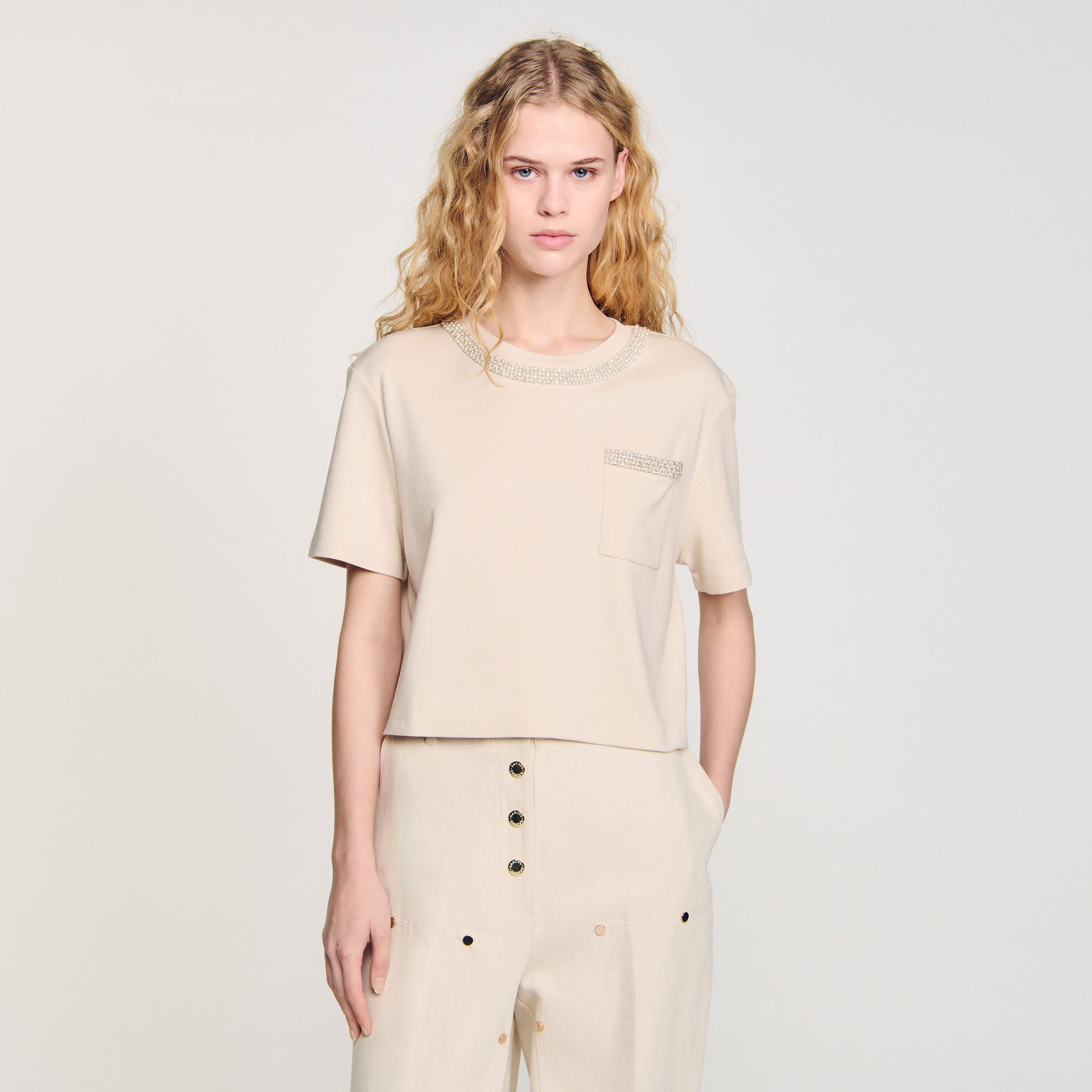 T-shirt with rhinestone details