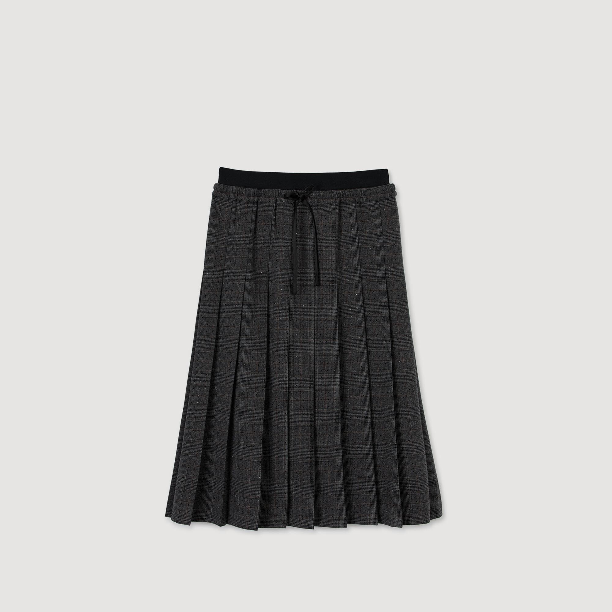 Long pleated rhinestone skirt