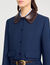 Cropped jacket with leather collar