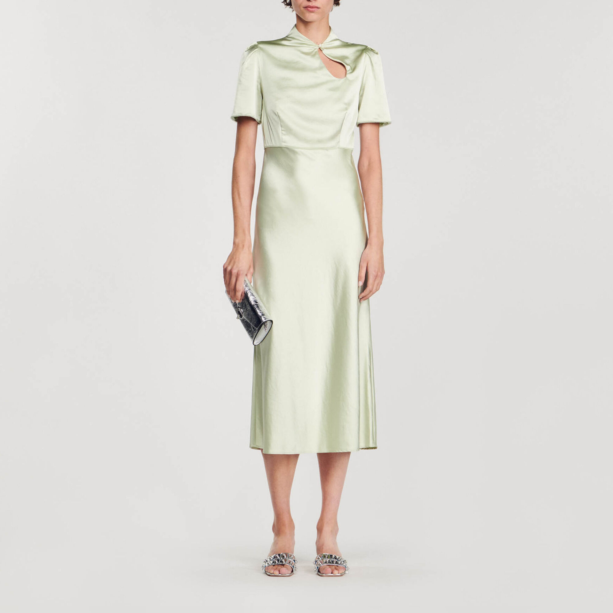 Sandro green silk dress on sale