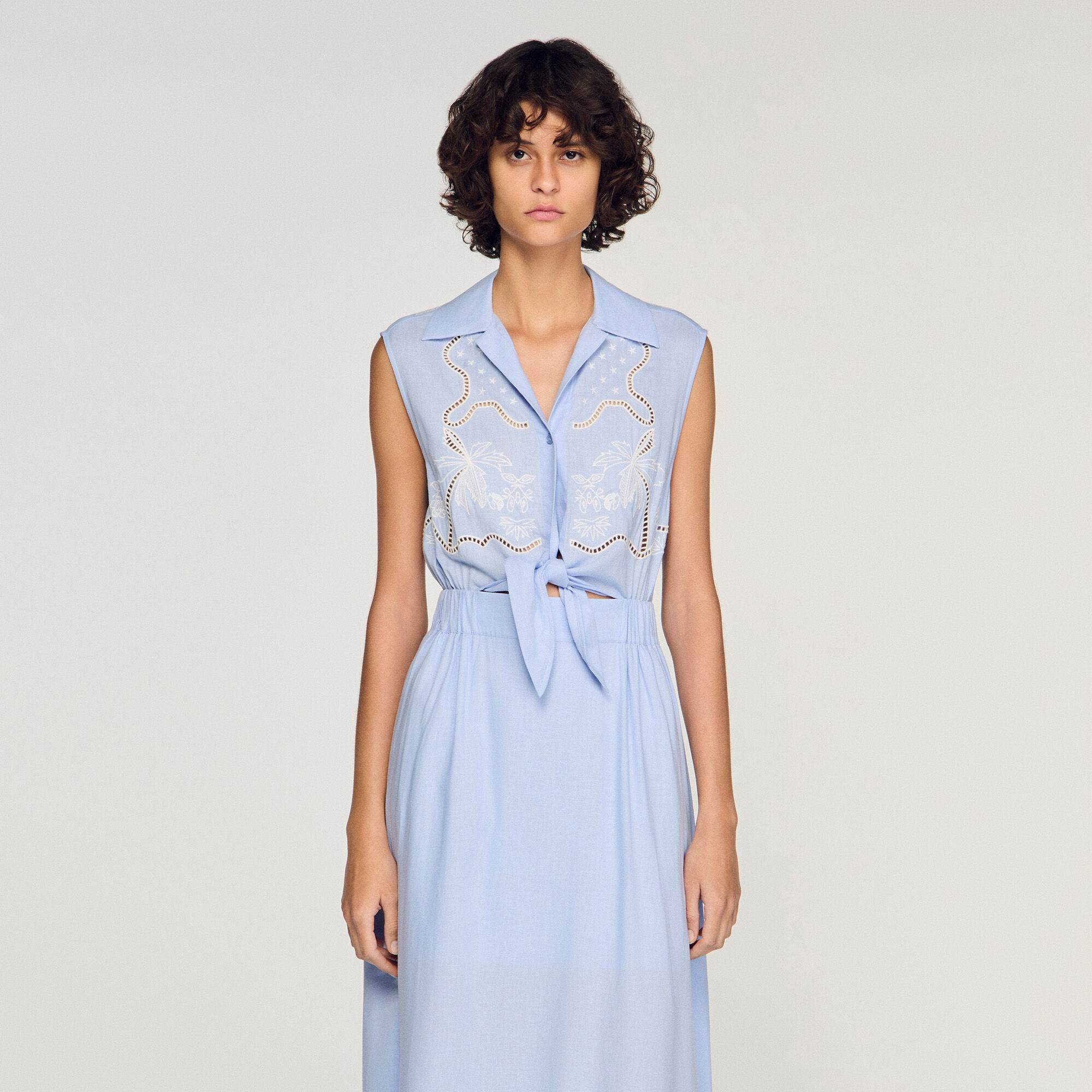 Embroidered linen maxi dress