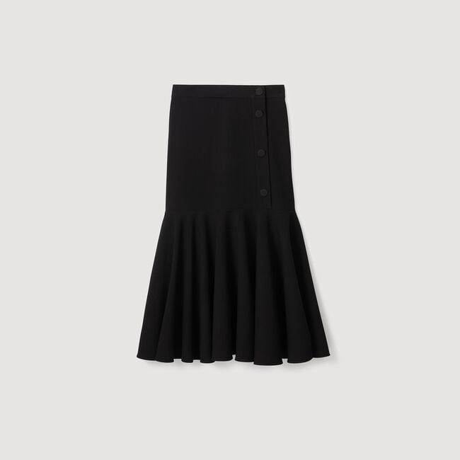 Long flared ruffled skirt