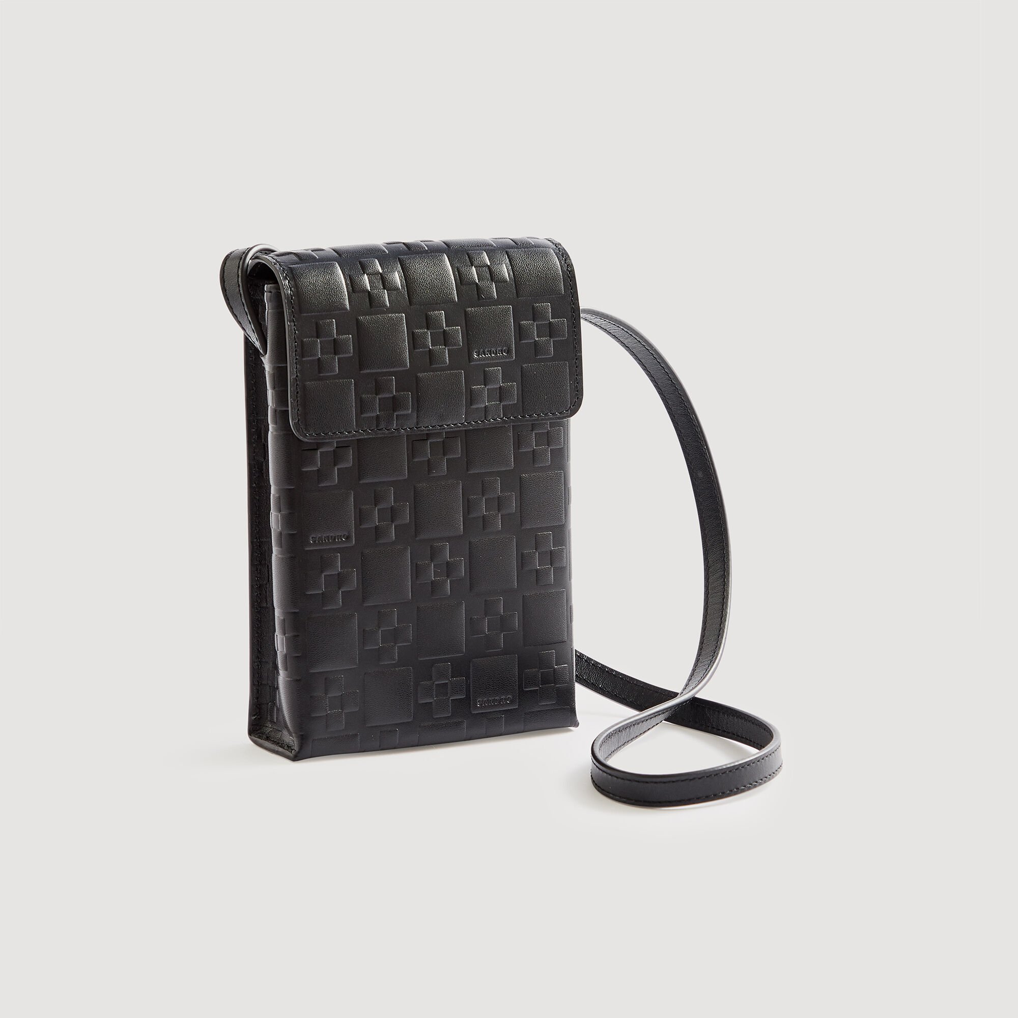 S monogram-embossed small leather bag