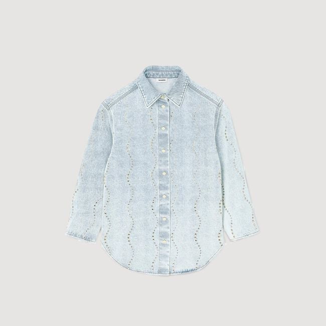 Denim shirt with rhinestones