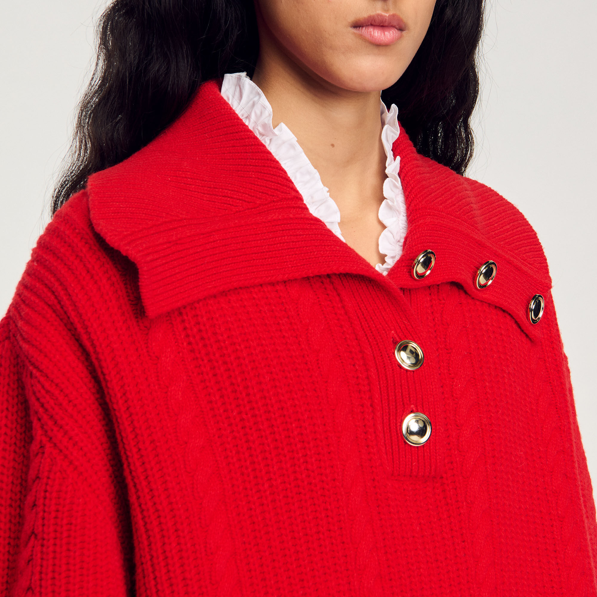 Buttoned neck jumper