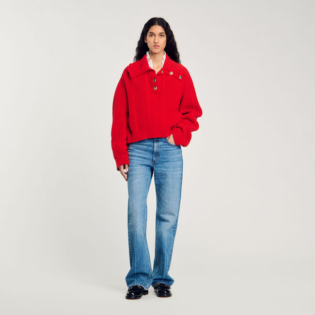 Buttoned neck jumper