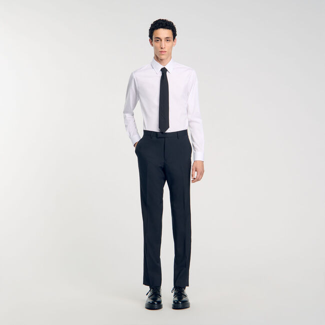 Chalk-striped suit trousers