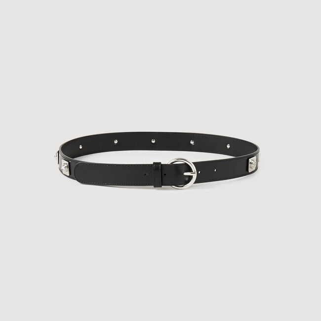 Leather belt with rivets