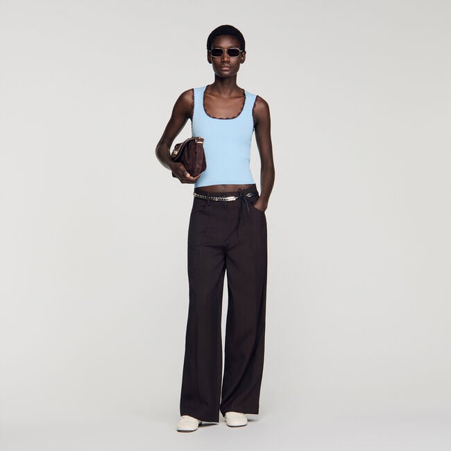 Crochet detail knit top