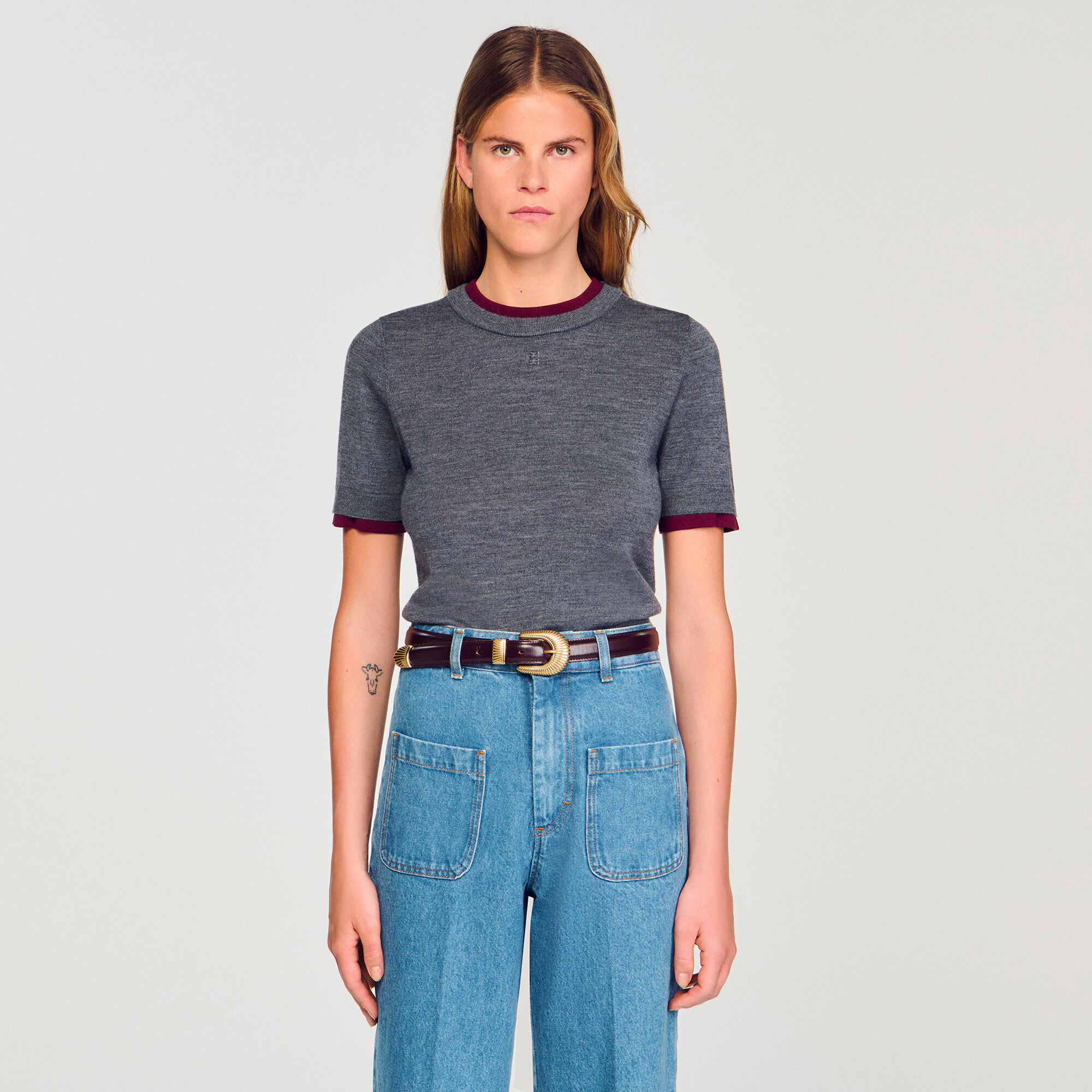 Two-tone cropped jumper
