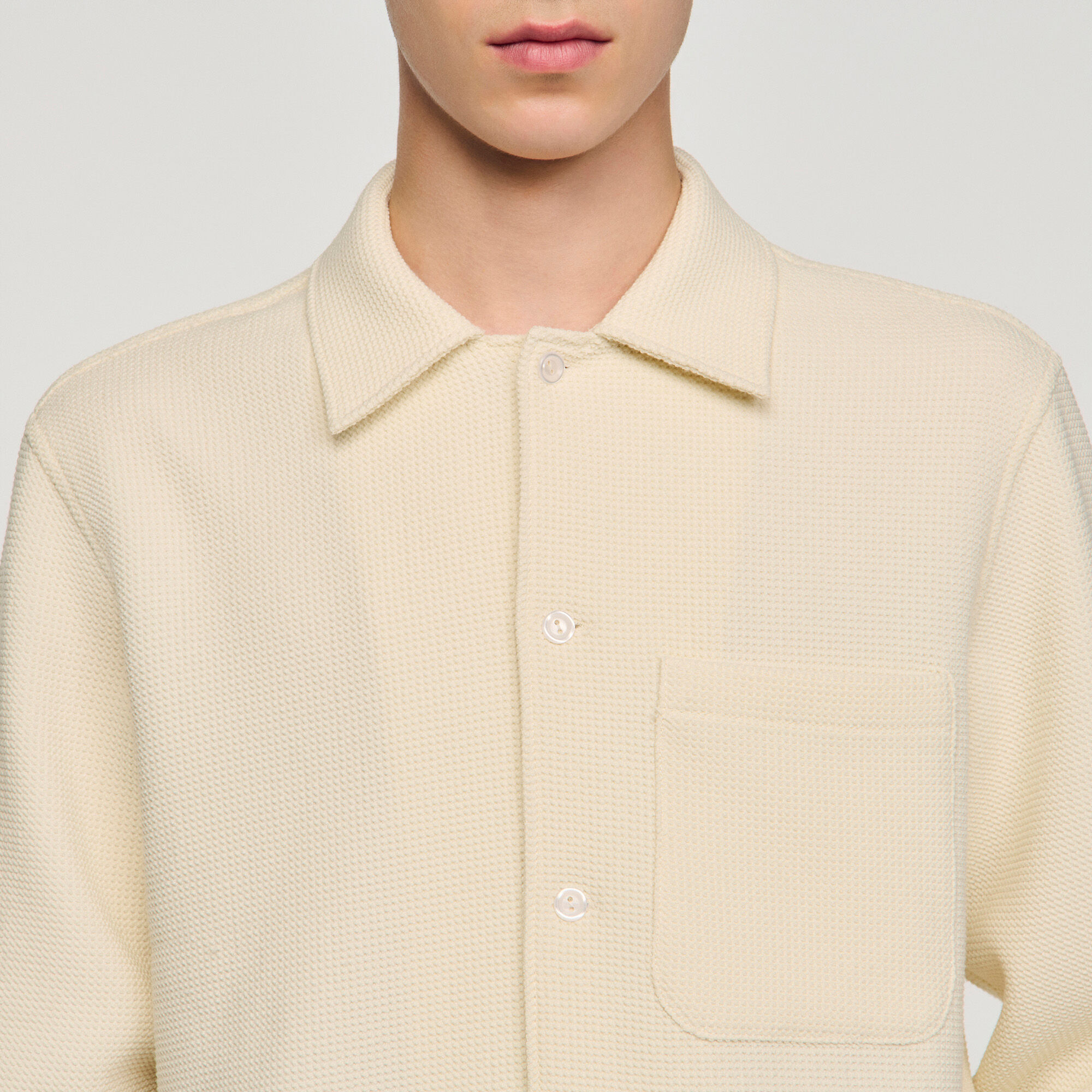 Textured shark collar shirt