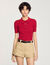 Rib knit polo shirt