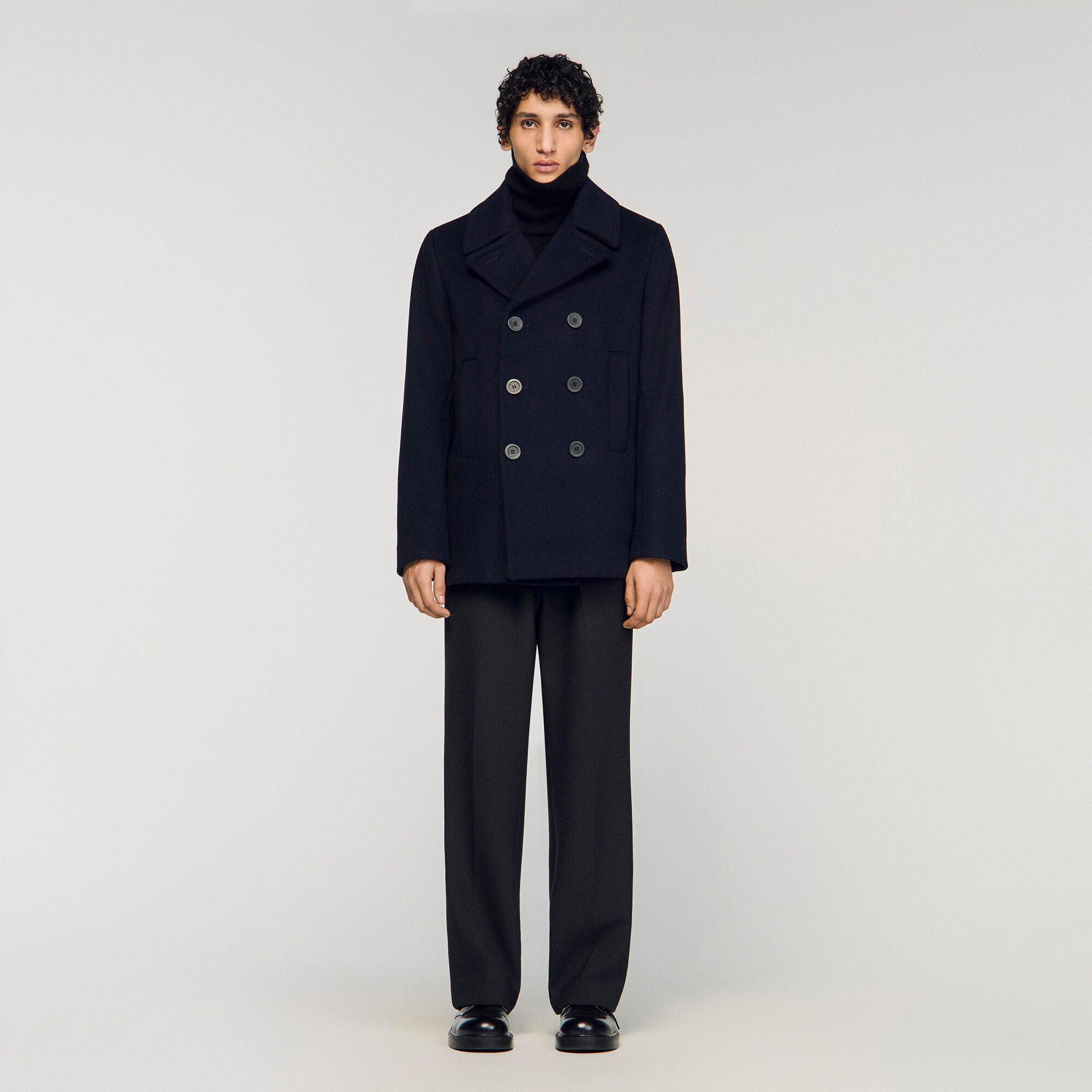 Straight-fit wool-blend coat