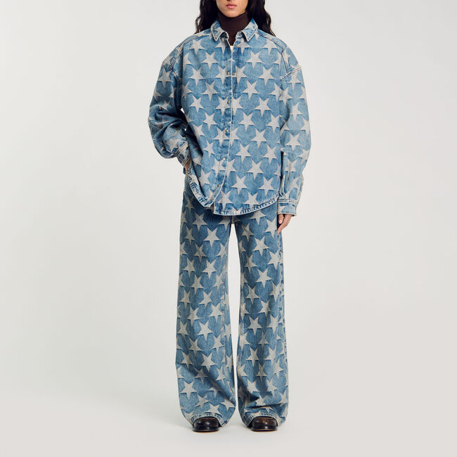 Starry denim overshirt jacket