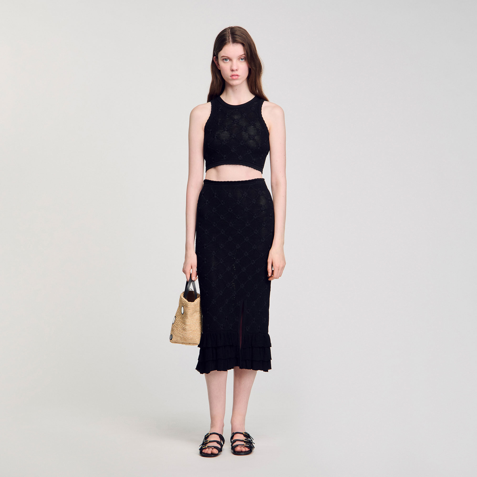 Knit midi skirt