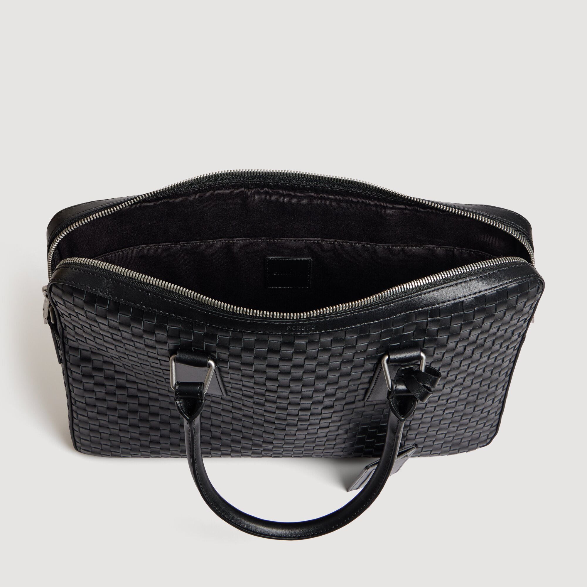 Woven leather briefcase - Men | Sandro