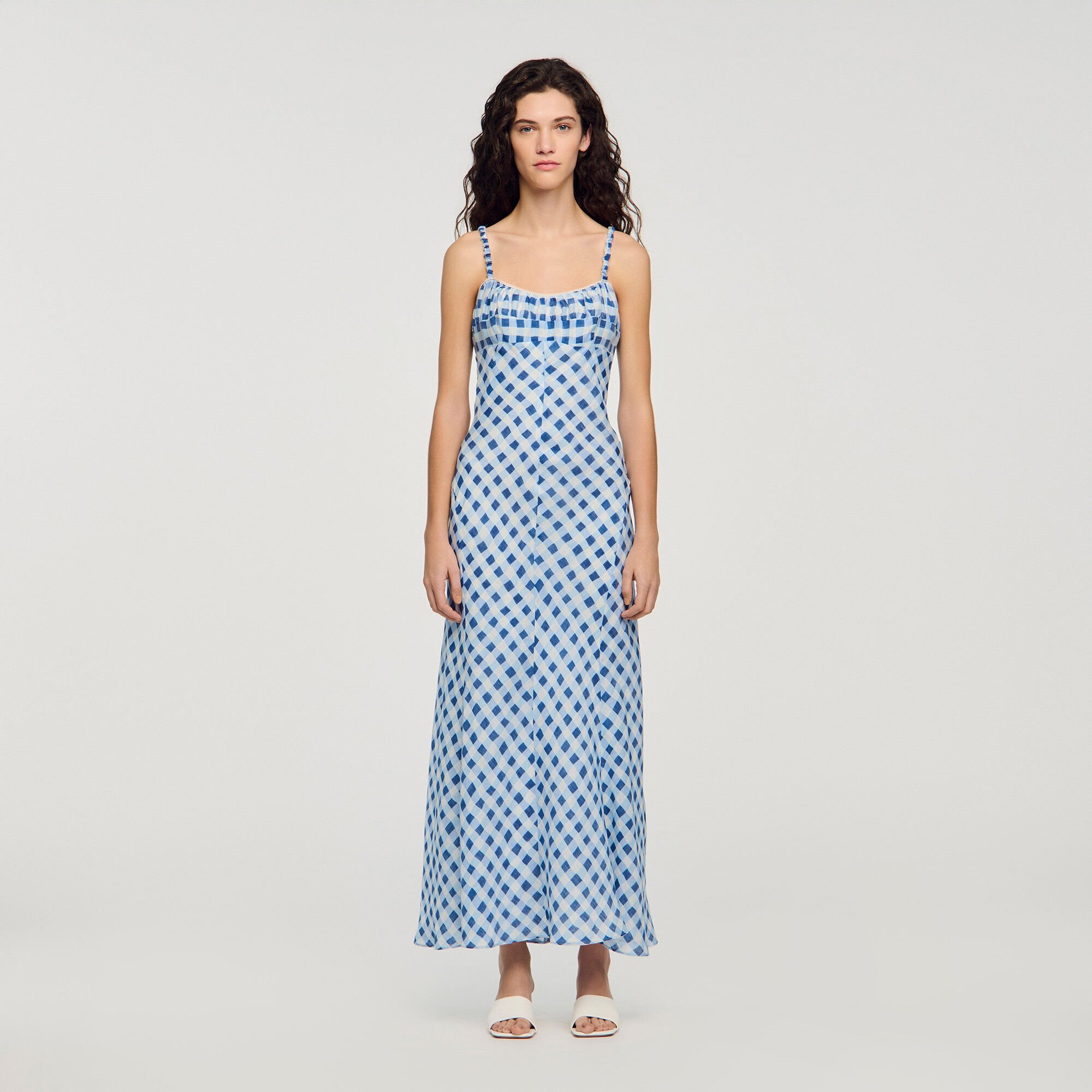 Gingham linen maxi dress