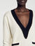 Two-tone V-neck wool jumper