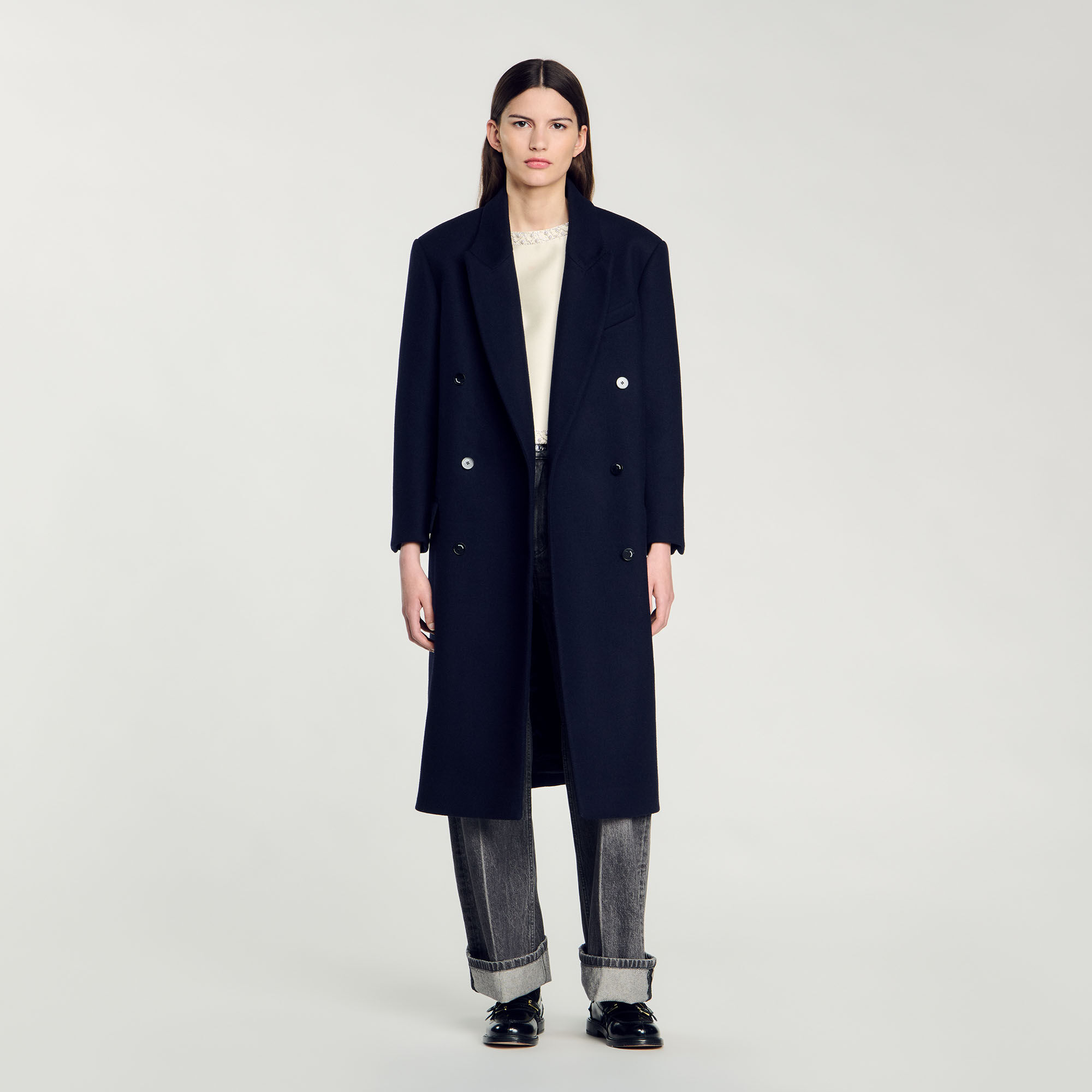 Sandro checked coat top