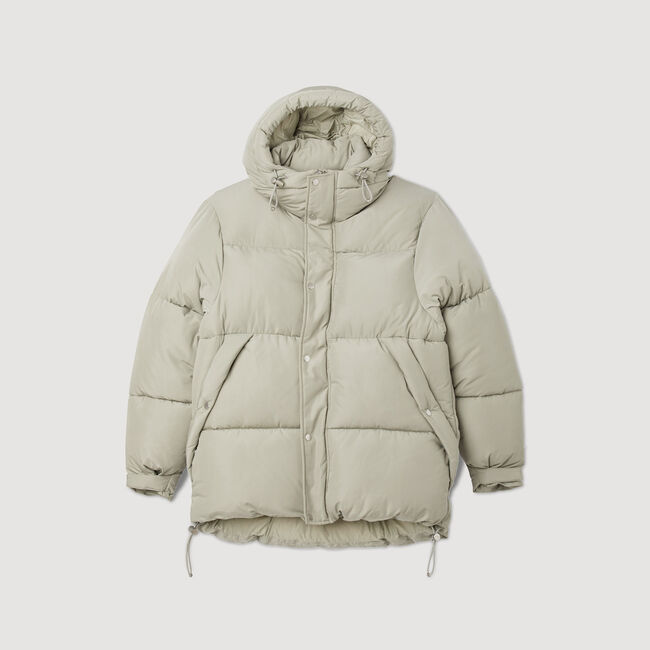 3/4-length hooded puffer jacket