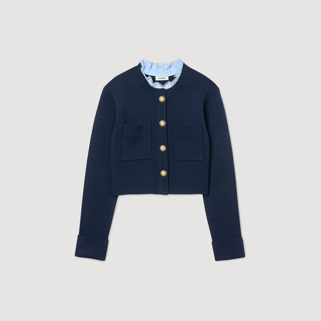 Cardigan with ruffle collar