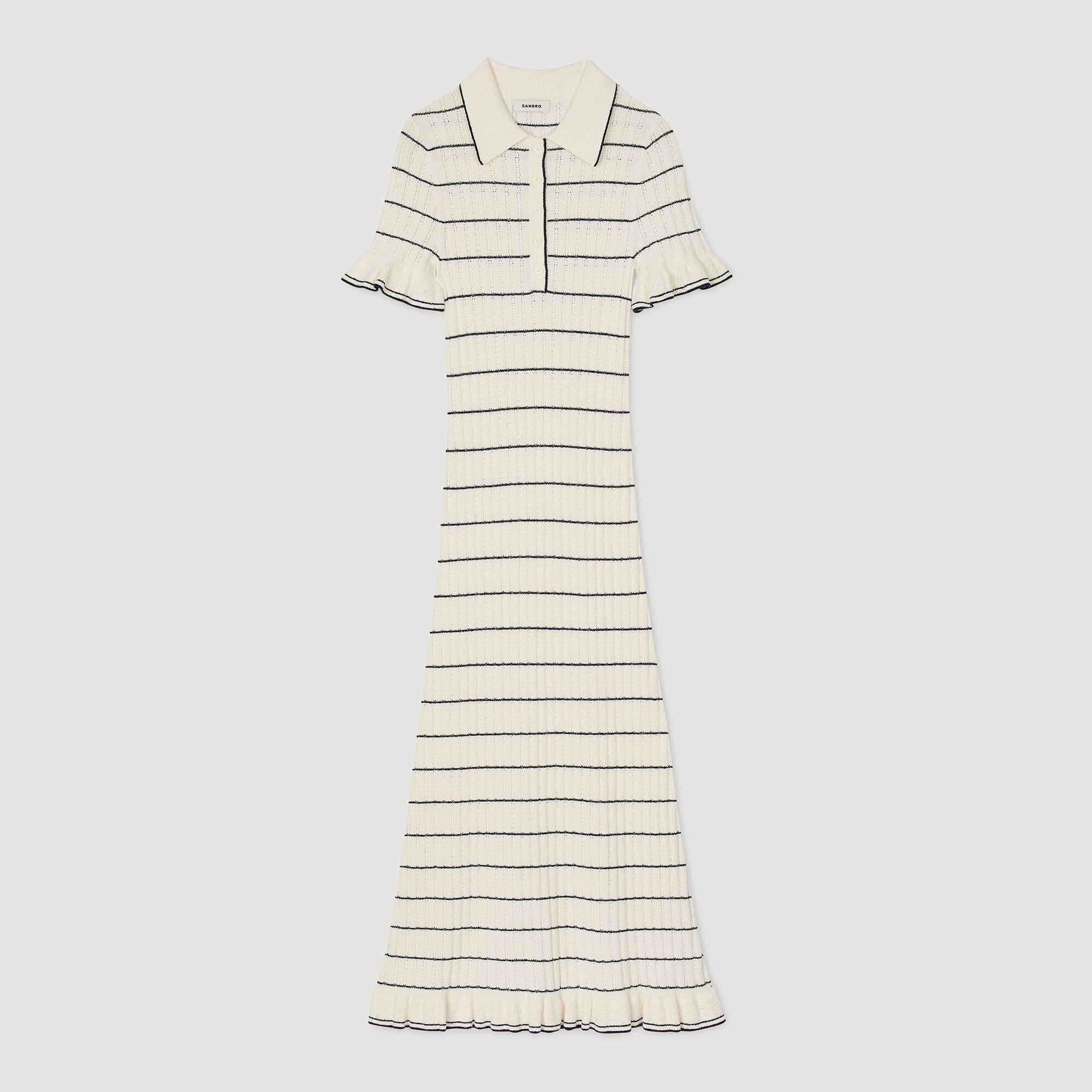 Knitted maxi dress with polo neck