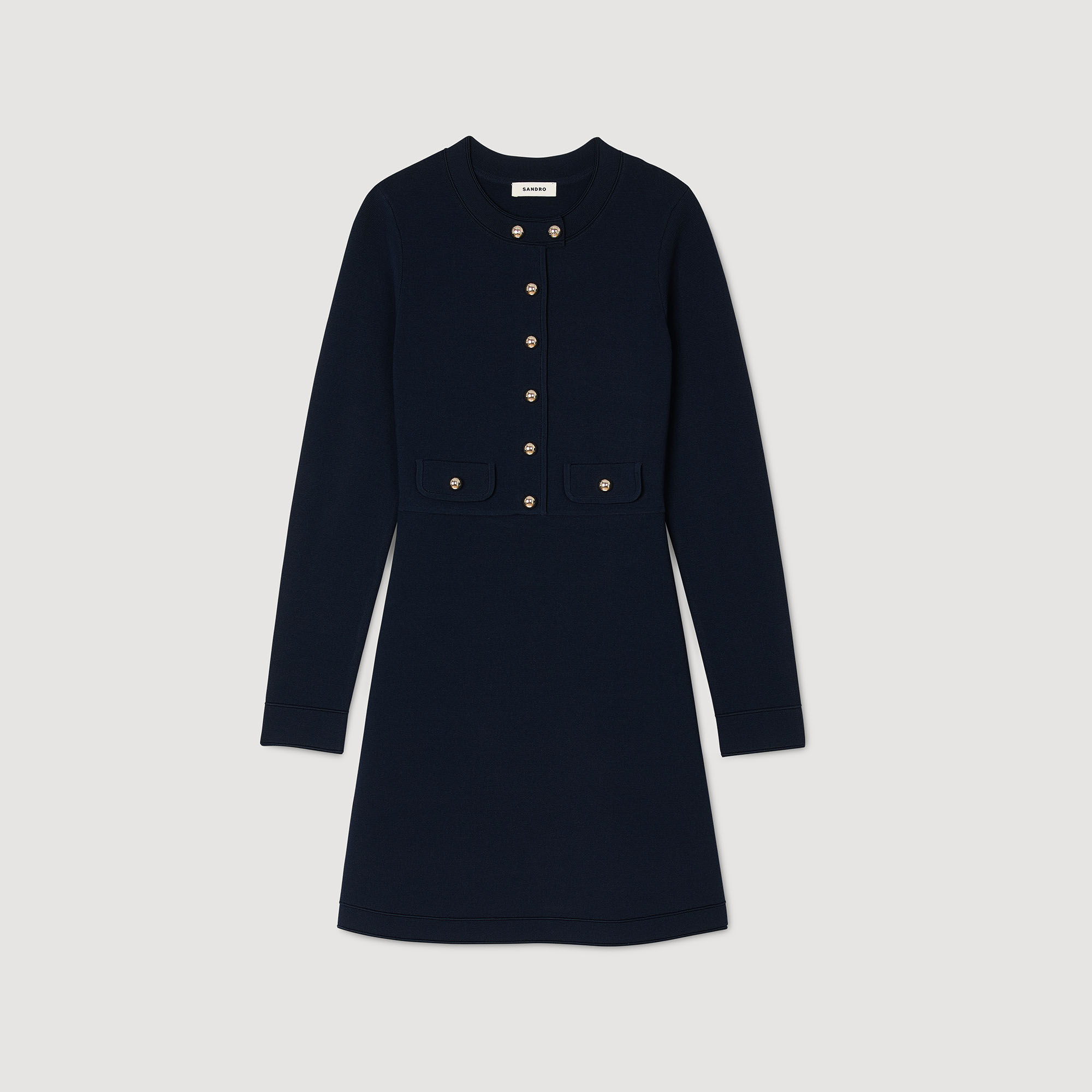 Short button-up knit dress