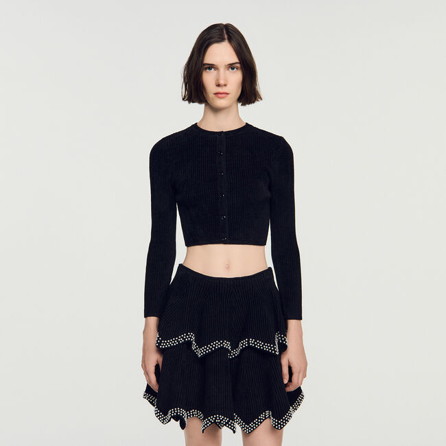 Velvet knit cropped cardigan - Women | Sandro