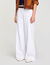 Topstitched wide-leg jeans