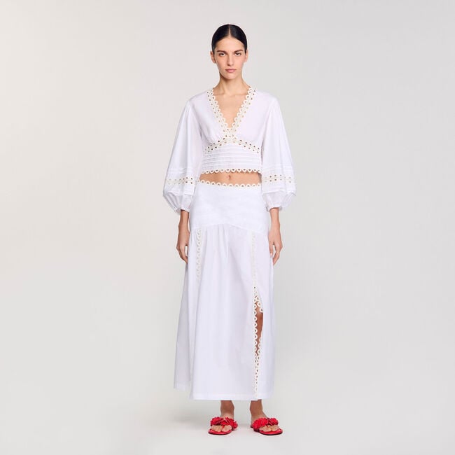 Long poplin skirt