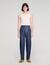 Pleated denim-effect trousers