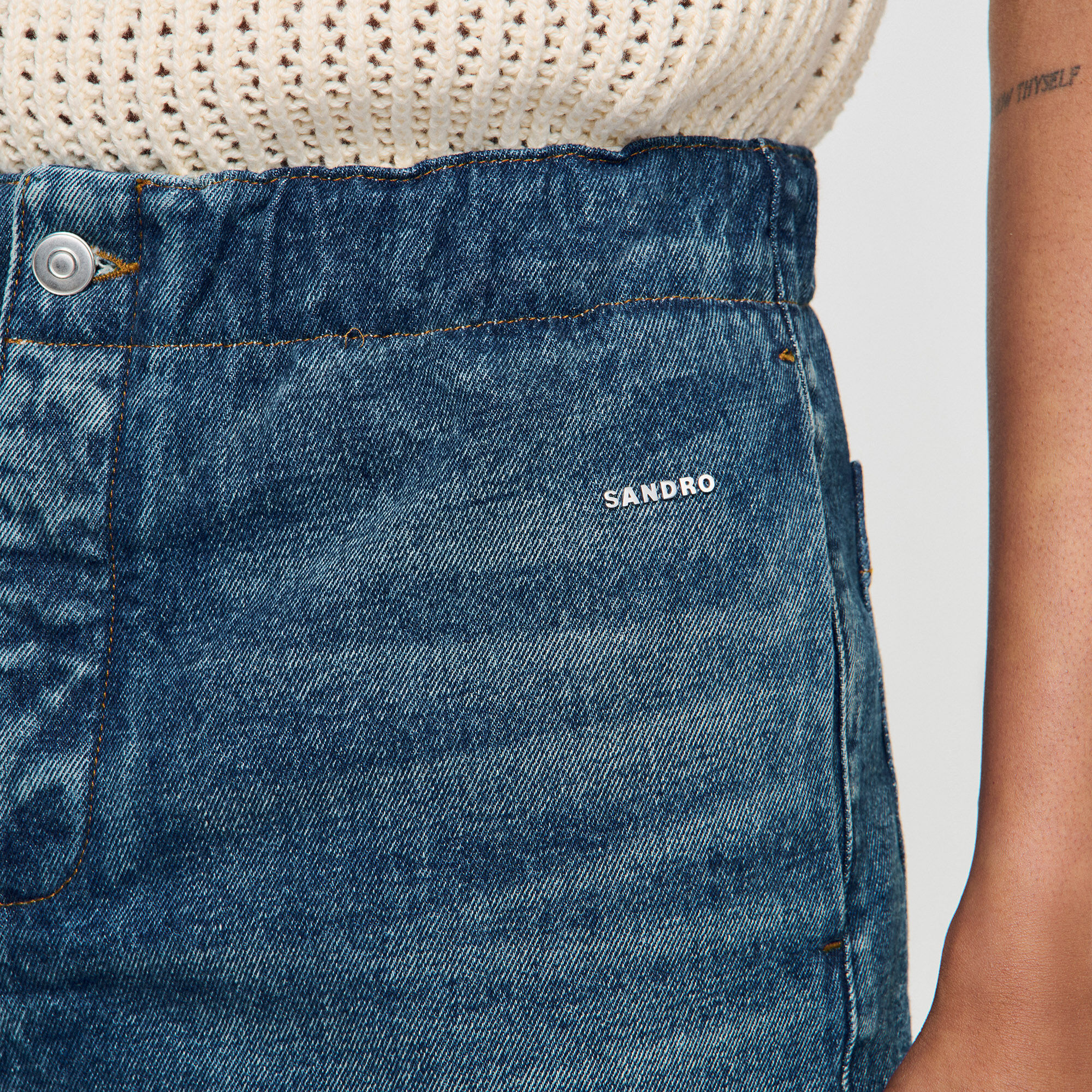 Elasticated denim shorts