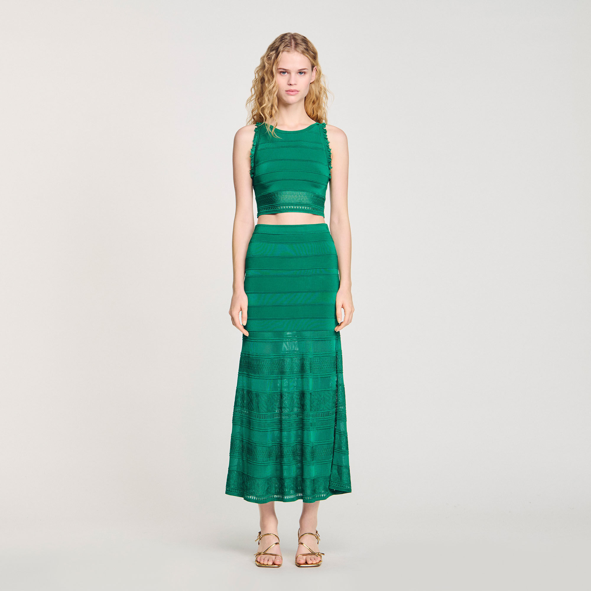 Long decorative knit skirt