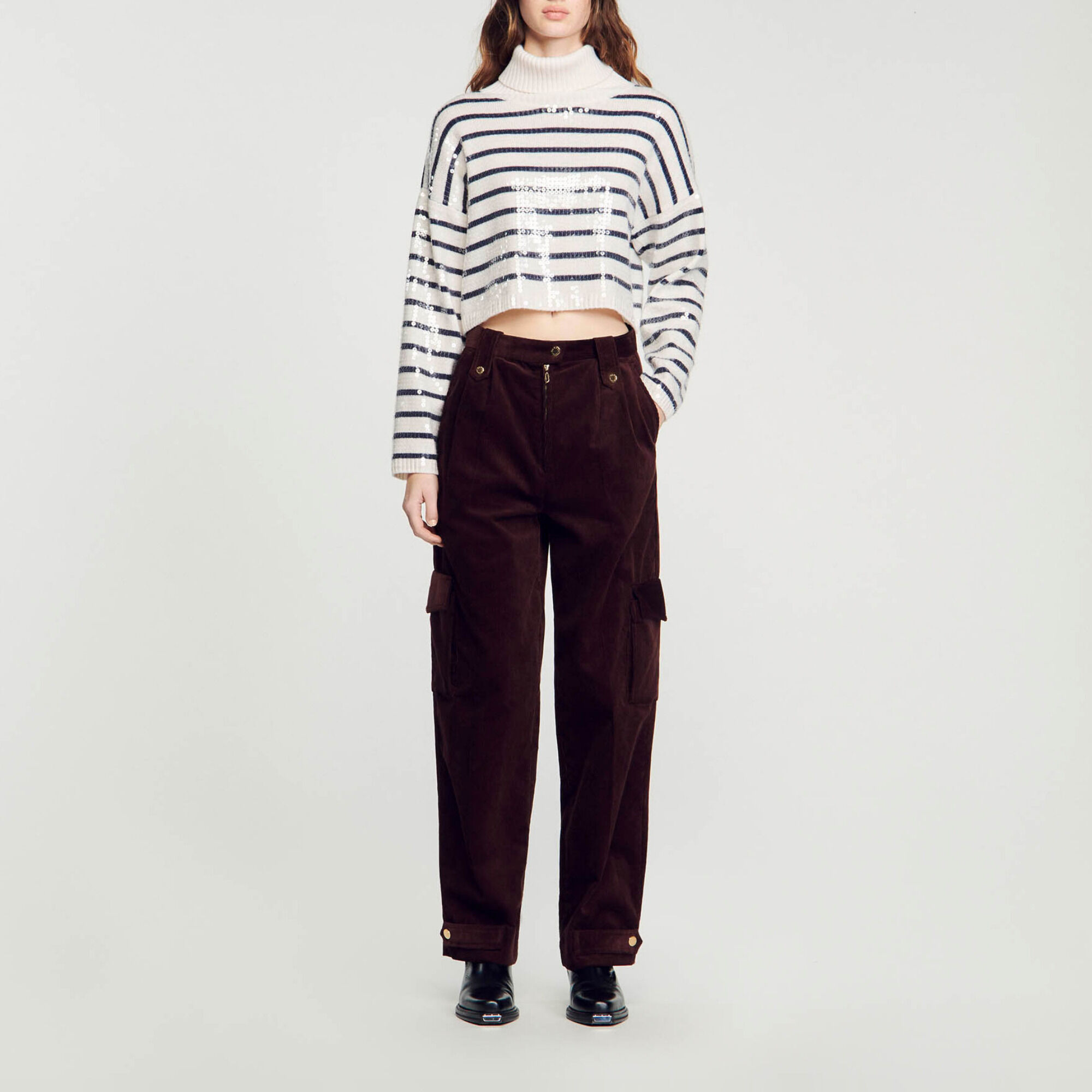 Velvet cargo trousers