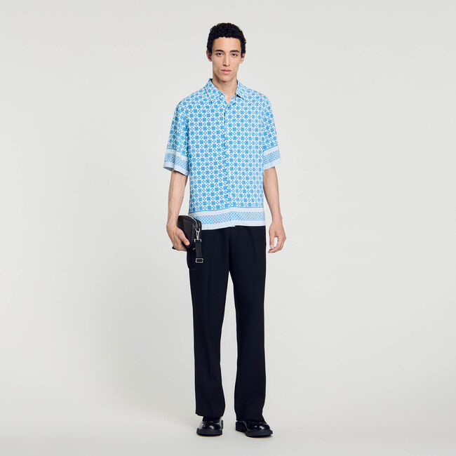 Square cross motif flowing shirt