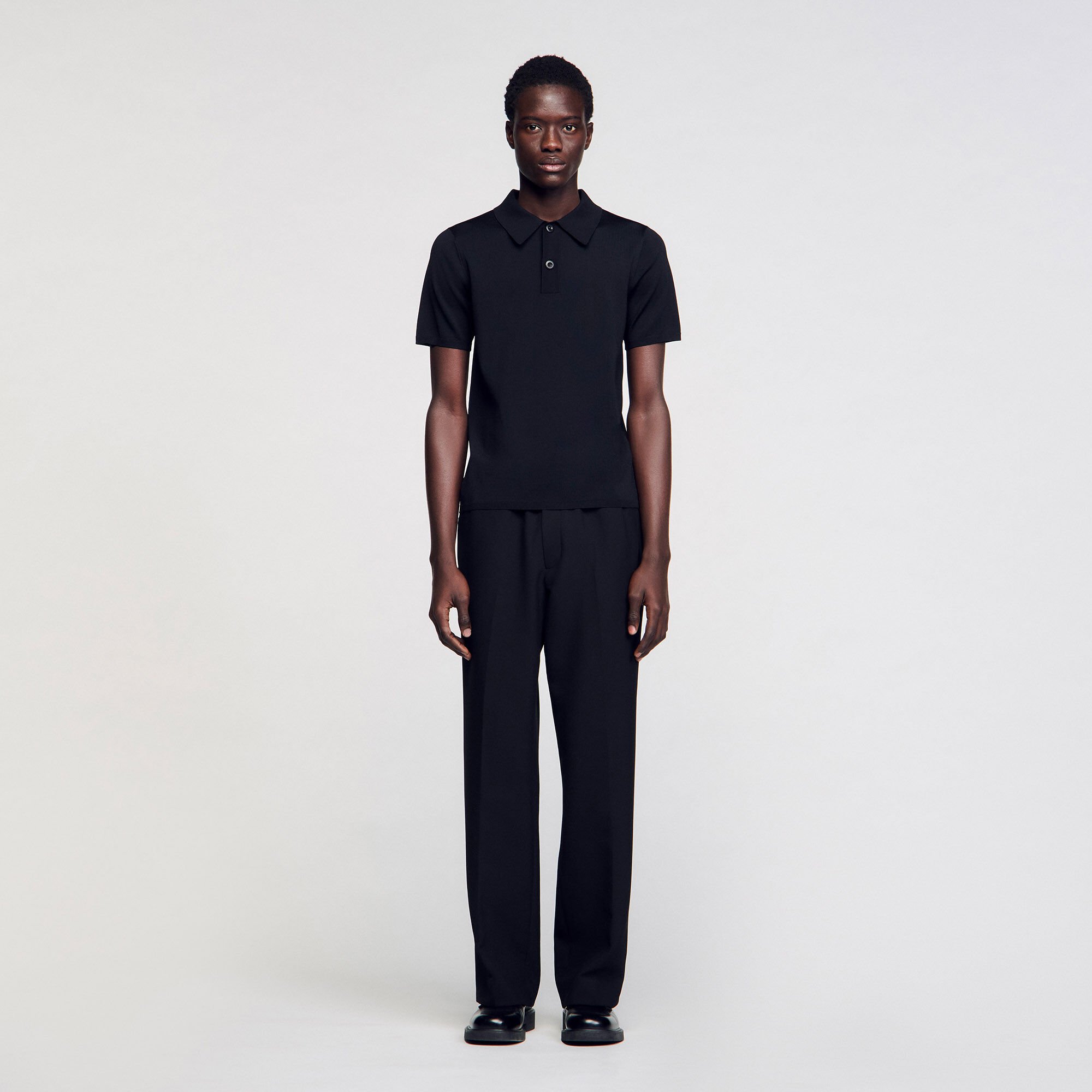 Short-sleeve knitted polo shirt