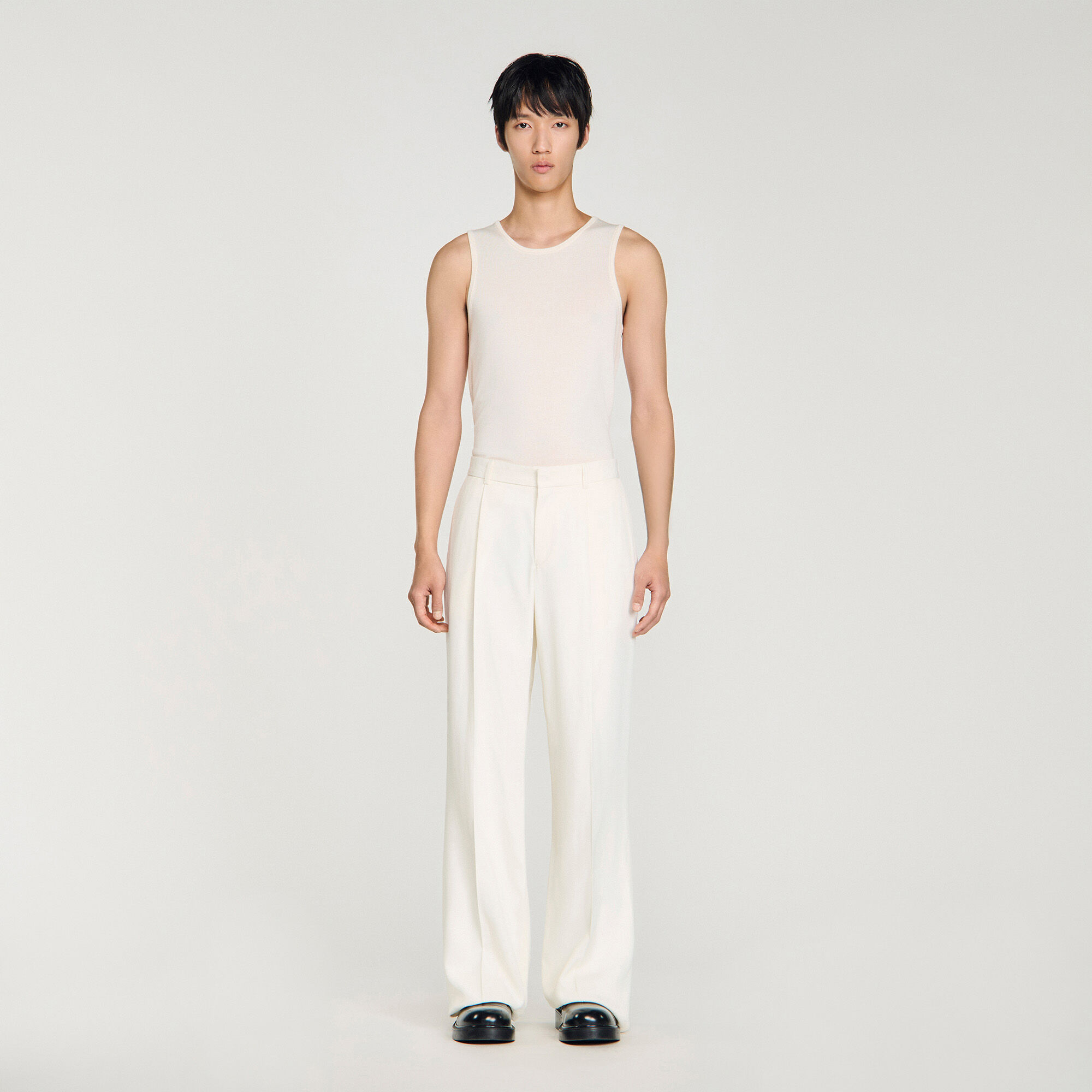 Wide-leg fluid viscose trousers