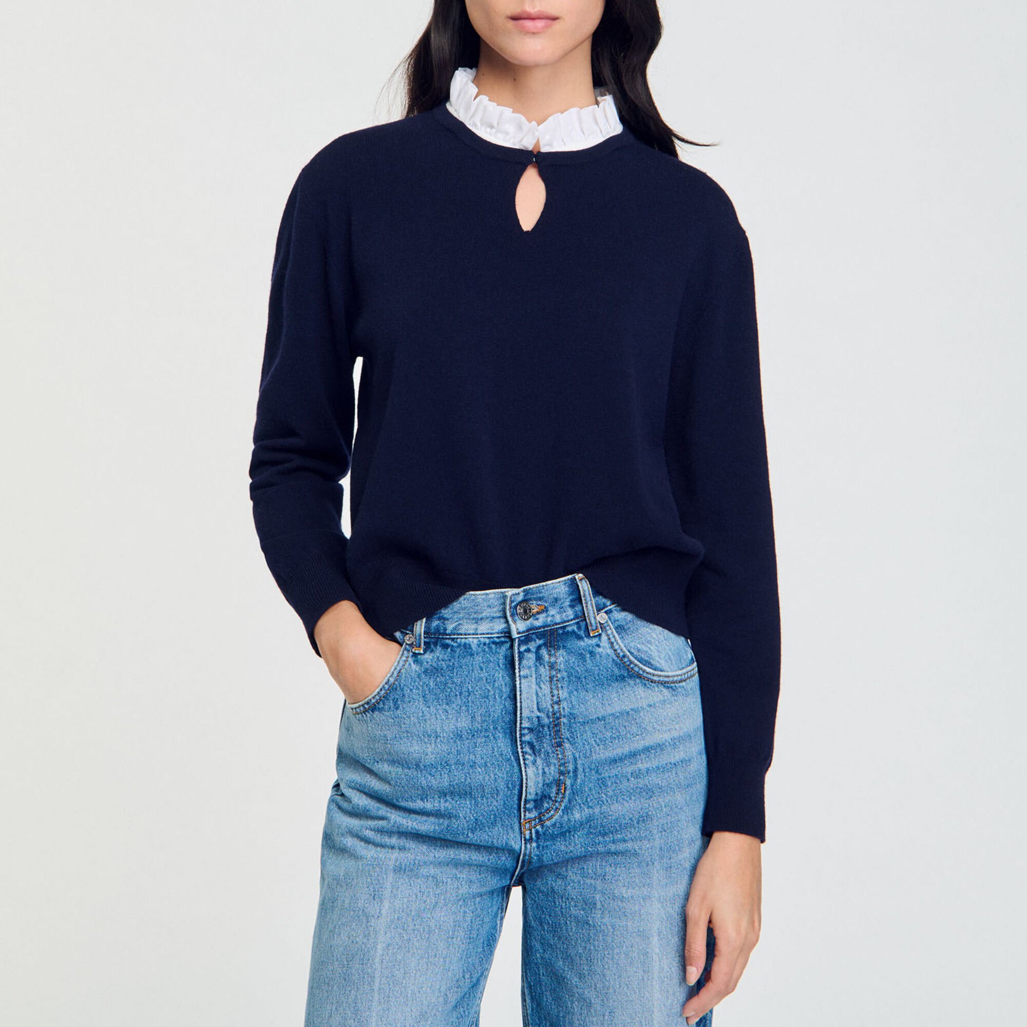 Ruffled wool and cashmere jumper