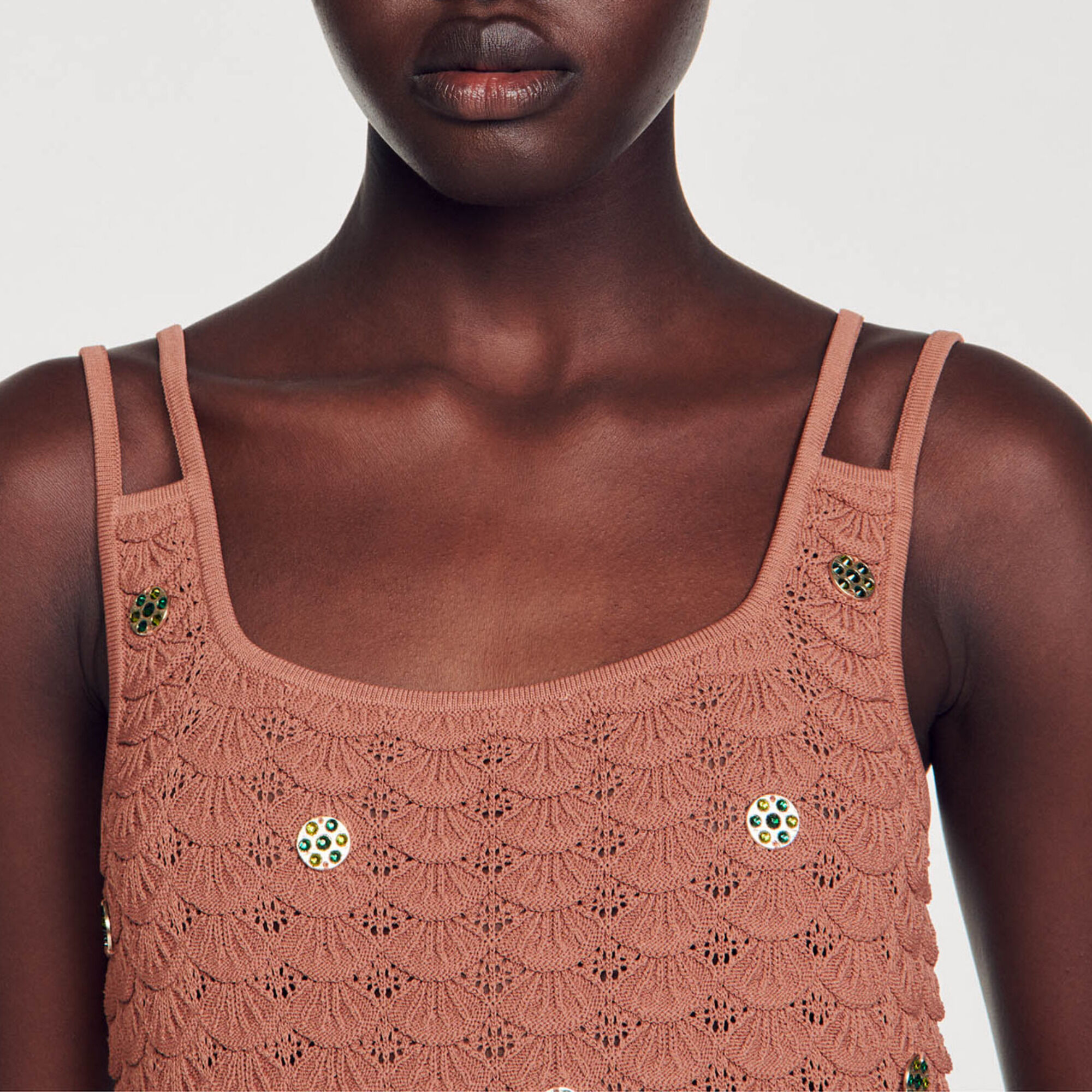 Knit crop top with metal details