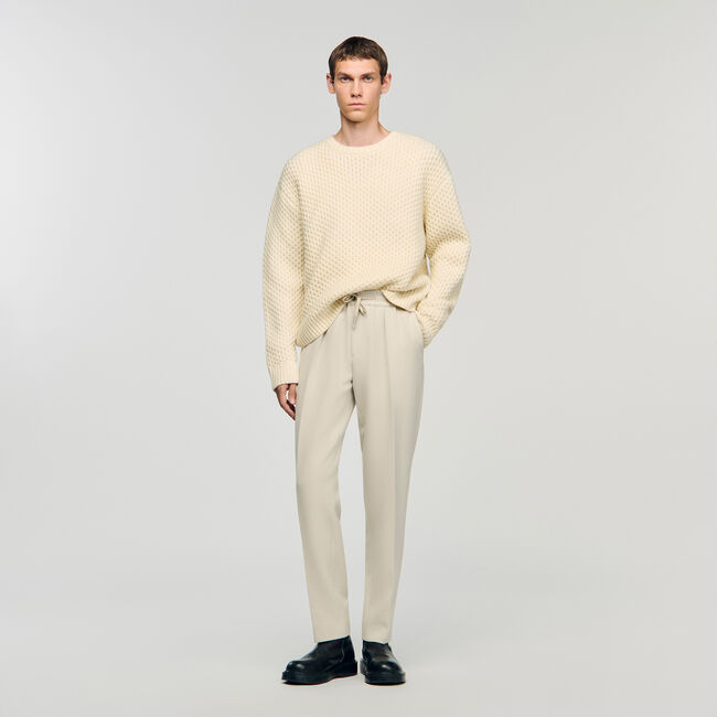 Elasticated straight-leg trousers