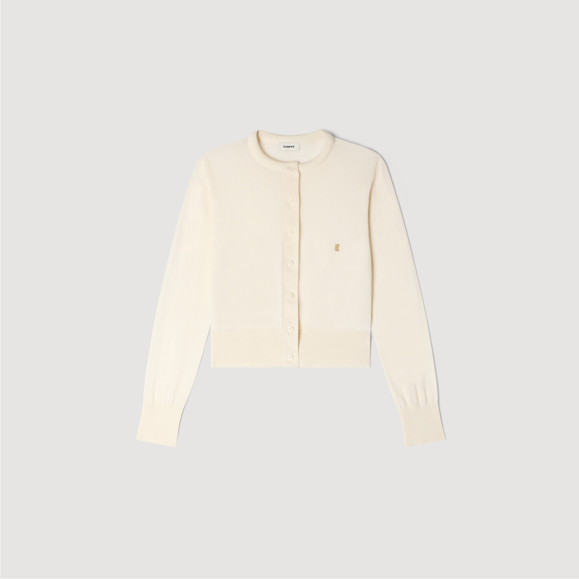 Padded round neck cropped cardigan