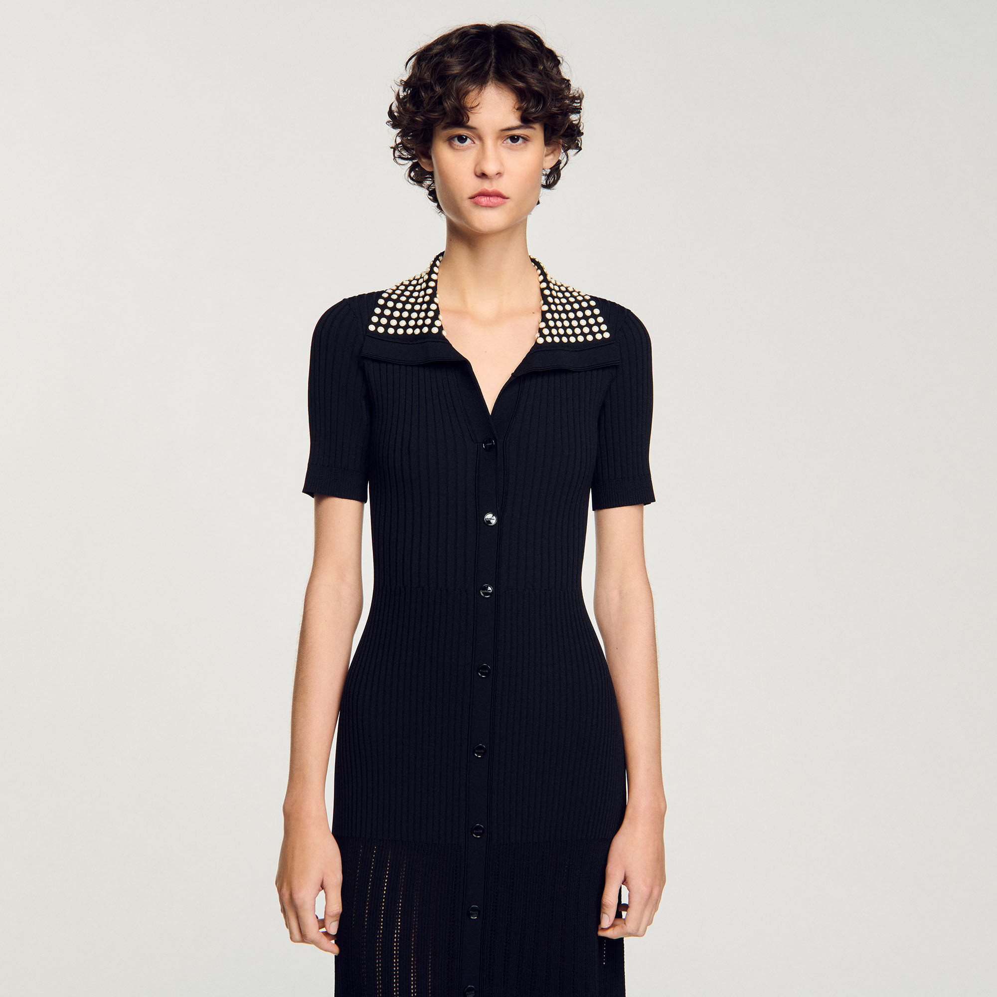 Knit maxi dress with studs